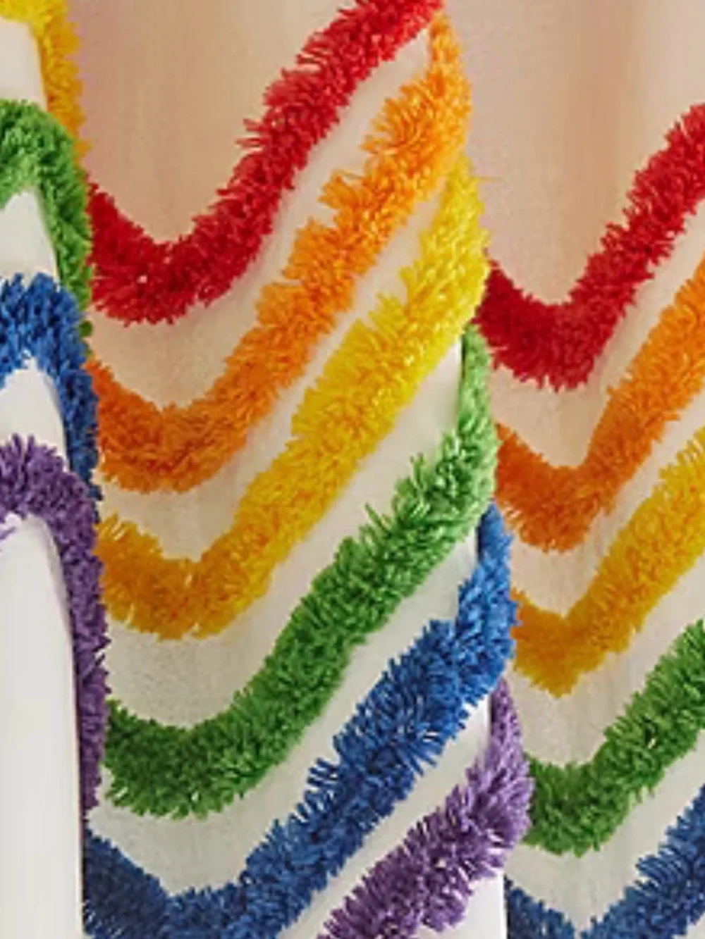 Rainbow Pride Tufted Stripe Light-Filtering Rod Pocket Curtain Panels *NEW*